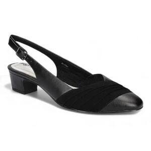 Easy Street Work Pumps‎ Womens Size 6.5 Black Slingback Block Heel Casual
